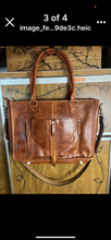 Load image into Gallery viewer, Cognac w/brown/white hide laptop case/totes/trolley sleeve