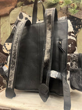 Load image into Gallery viewer, Large Black/white cowhide backpack