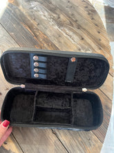 Load image into Gallery viewer, Black tooled leather/cowhide mini plus
