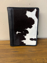 Load image into Gallery viewer, Black leather/cowhide portfolio 3 ring binder