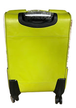 Load image into Gallery viewer, Chartreuse leather, speckled cowhide rolling suitcase