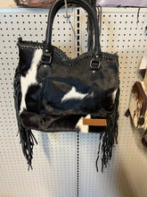 Load image into Gallery viewer, Cowhide purse black fringe