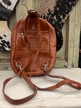 Load image into Gallery viewer, Brown leather/cowhide small backpack