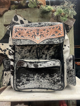Load image into Gallery viewer, Large Black/white cowhide backpack