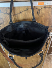 Load image into Gallery viewer, Black/white cowhide laptop case/tote