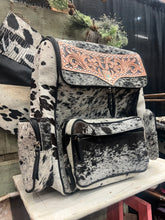 Load image into Gallery viewer, Large Black/white cowhide backpack
