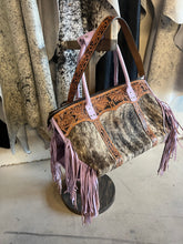 Load image into Gallery viewer, Lavender & Brindle Fringed weekender Junebug