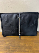 Load image into Gallery viewer, Black leather/cowhide portfolio 3 ring binder