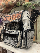 Load image into Gallery viewer, Large Black/white cowhide backpack