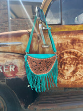 Load image into Gallery viewer, Turquoise Cowgirl bumbag with fringe