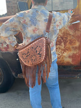 Load image into Gallery viewer, Cognac Cowgirl bumbag with fringe