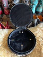 Load image into Gallery viewer, Black/white cowhide double decker round jewelry case