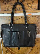 Load image into Gallery viewer, Black leather laptop case/tote