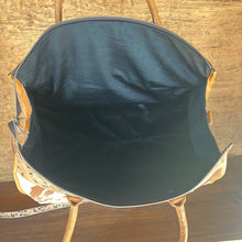 Load image into Gallery viewer, Cognac Brown/white spotted cowhide Junebug tote - wholesale