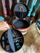 Load image into Gallery viewer, Cognac Round Double Decker Jewelry case