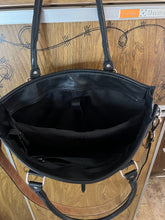 Load image into Gallery viewer, Black leather laptop case/tote