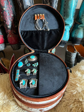 Load image into Gallery viewer, Cognac Round Double Decker Jewelry case