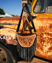 Load image into Gallery viewer, Black Cowgirl Bum bag w/fringe