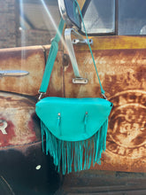 Load image into Gallery viewer, Turquoise Cowgirl bumbag with fringe