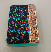 Load image into Gallery viewer, Turquoise black/rainbow acid wash squash case