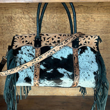Load image into Gallery viewer, Black/white cowhide With fringe Junebug tote - wholesale