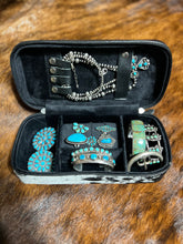 Load image into Gallery viewer, Black tooled leather/cowhide mini plus