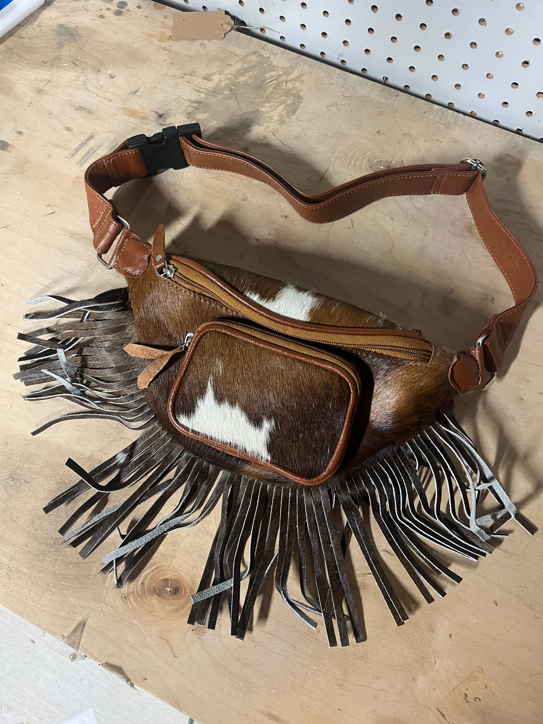 Cowhide Fanny pack brown leather