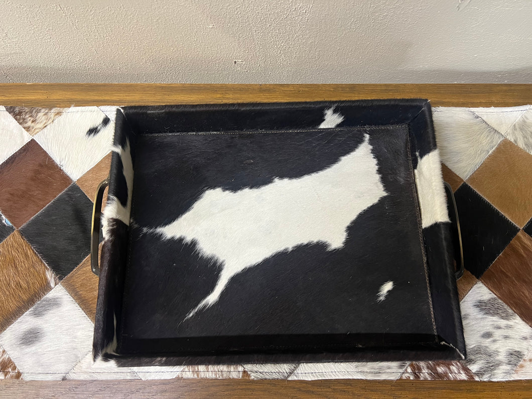 Cowhide tray, large black