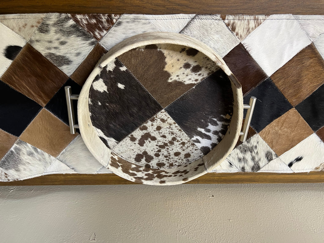Round cowhide tray