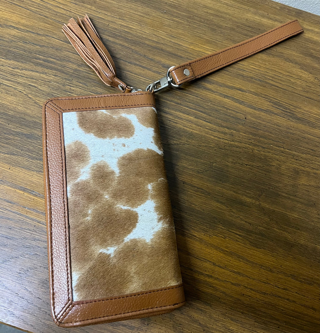 Cowhide brown leather wallet