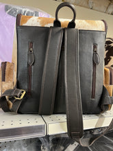 Load image into Gallery viewer, Large Brown/white cowhide backpack
