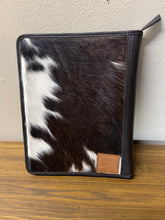 Load image into Gallery viewer, Chocolate leather &amp; cowhide 6 ring planner cover

