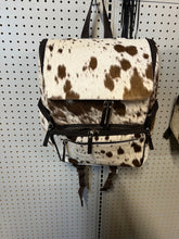Load image into Gallery viewer, Brown large cowhide backpack or diaper bag
