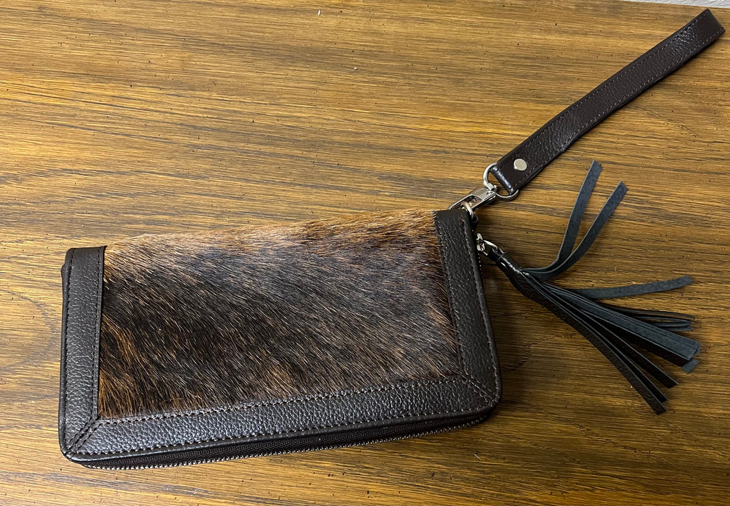 Cowhide wallet, chocolate leather