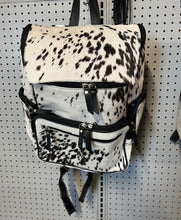 Load image into Gallery viewer, Black cowhide large backpack
