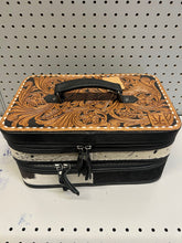 Load image into Gallery viewer, Black Triple decker jewelry case w/ 2 removable squash blossom trays
