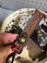 Load image into Gallery viewer, Tooled leather keychain
