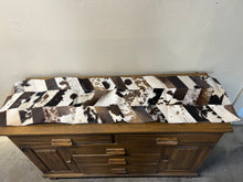 Load image into Gallery viewer, Cowhide table runner chevron patchwork
