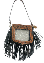 Load image into Gallery viewer, Clear stadium bag, NFR back number pattern w/fringe
