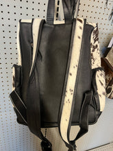 Load image into Gallery viewer, Black cowhide large backpack
