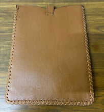 Load image into Gallery viewer, Brown leather &amp; cowhide padded laptop sleeve
