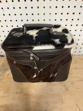 Load image into Gallery viewer, Cowhide &amp; chocolate leather toiletry bag
