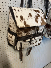 Load image into Gallery viewer, Brown large cowhide backpack or diaper bag
