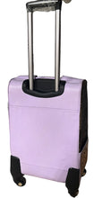 Load image into Gallery viewer, Lavender leather blk/white hide rolling suitcase
