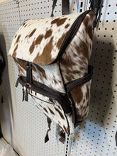 Load image into Gallery viewer, Large brown cowhide backpack
