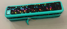 Load image into Gallery viewer, Turquoise black/rainbow acid wash flat iron/curling iron case

