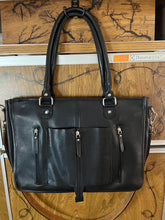 Load image into Gallery viewer, Black leather laptop case/tote
