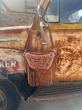 Load image into Gallery viewer, Cognac Cowgirl bumbag with fringe

