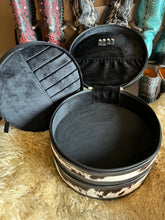 Load image into Gallery viewer, Pink/silver acid wash round Double Decker jewelry case
