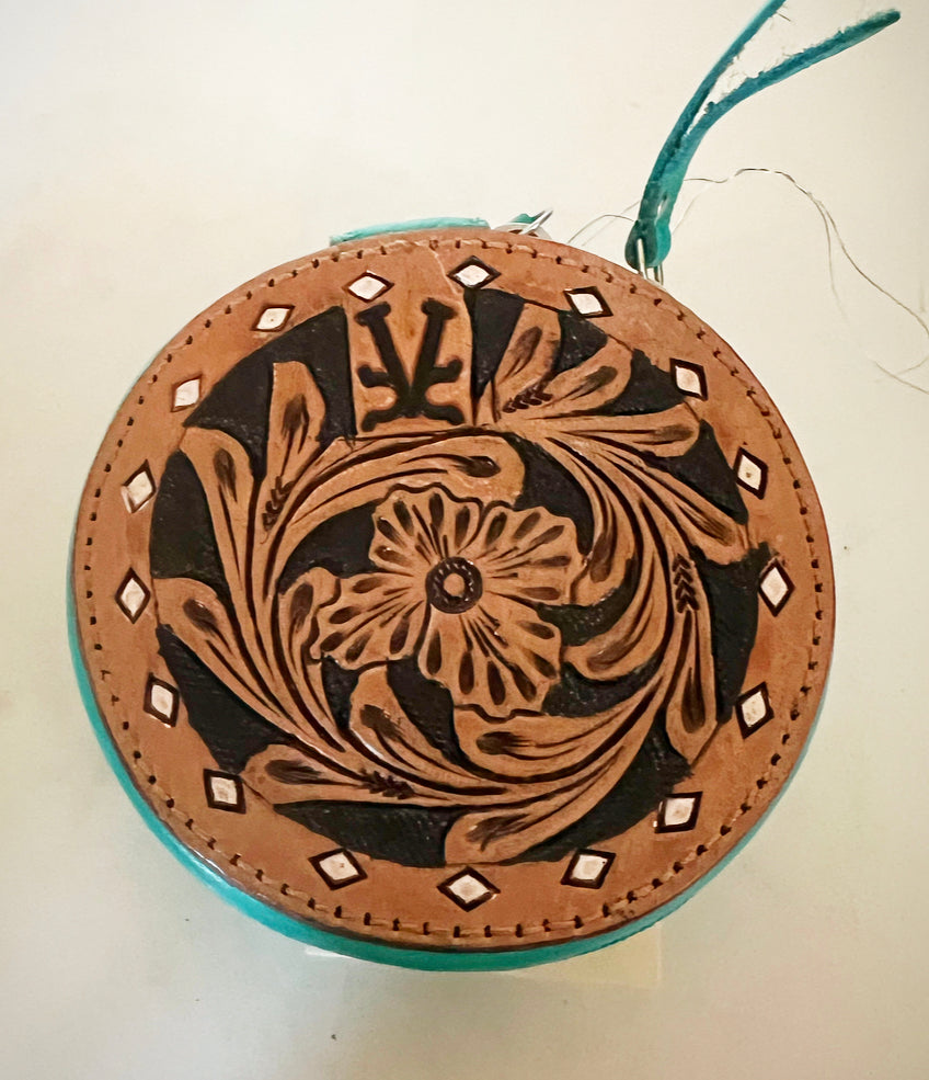 Turquoise round card pouch